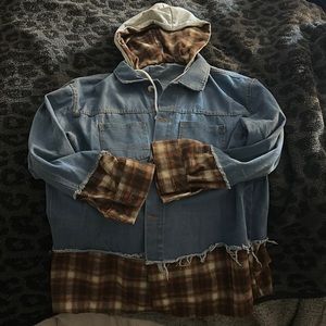 Denim and flannel hooded jacket!!